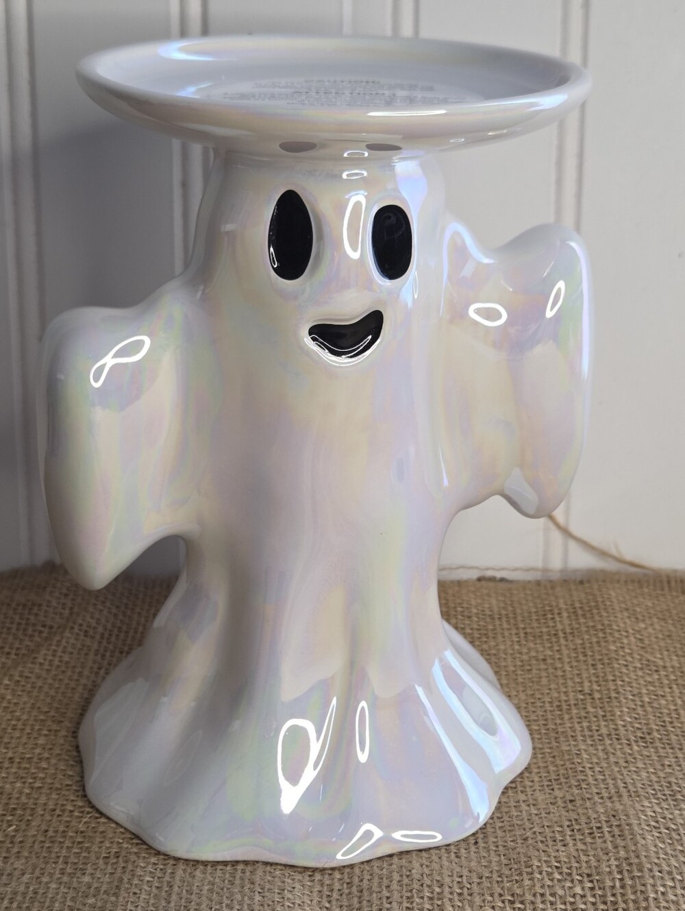Bath & Body Works Halloween Ghost 3-wick candle holder distinct iridescent White